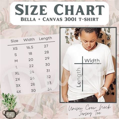 Bella Canvas Size Chart 3001 Sizing Chart Bella Canva T-shirt Size ...