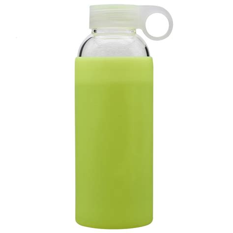 Bonison Durable Glass Water Bottle with Soft Colorful Silicone Sleeve Handle Lid - 9oz - Walmart.com