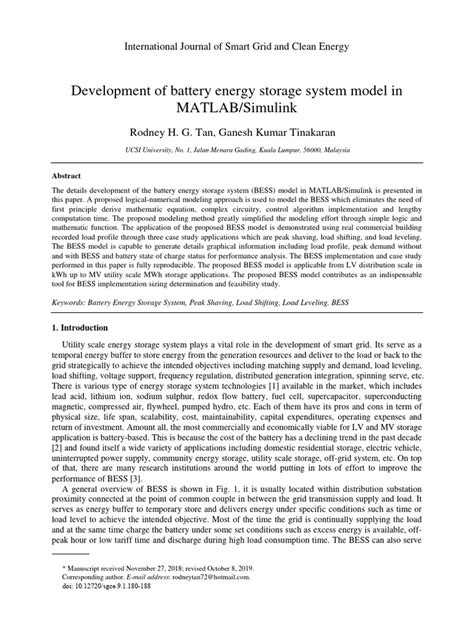 Development of Battery Energy Storage System Model in | PDF