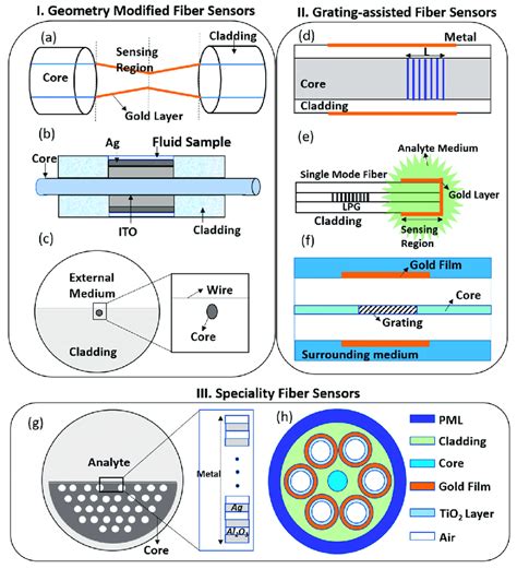 Schematic illustration of various geometries of SPR sensors. In I:... | Download Scientific Diagram