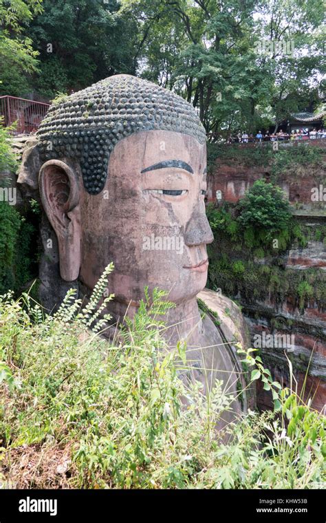 The Leshan Giant Buddha carved out of a cliff where the Min and Dadu rivers meet near Leshan ...