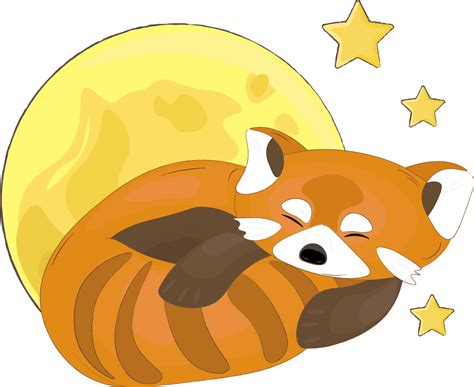 sleeping red panda illustration with moon 10097621 Vector Art at Vecteezy