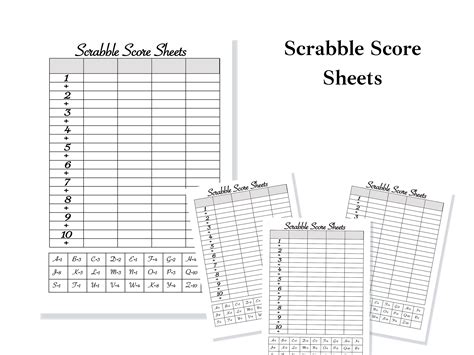 Scrabble Score Card Printable Scrabble Score Sheet Scrabble Score Pad Scrabble Game Scrabble ...