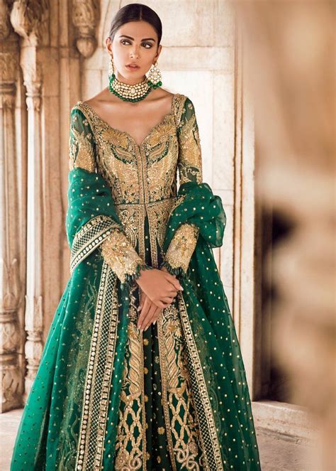 Pakistani Bridal Lehnga in Emerald Green for Wedding – Nameera by ...