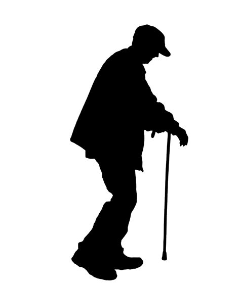 Old age Silhouette Illustration - Crutches elderly stroke sleeve silhouette png download - 1000* ...