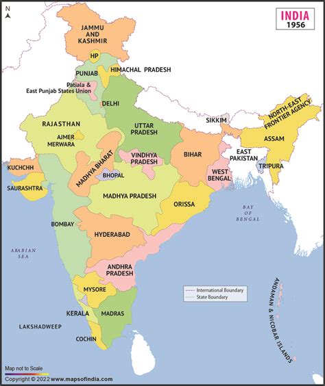 India in 1956, India Map in 1956