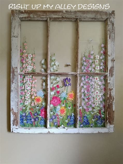 Old Window Wall Art Ideasvintage Window Floral Paneunique - Etsy Canada