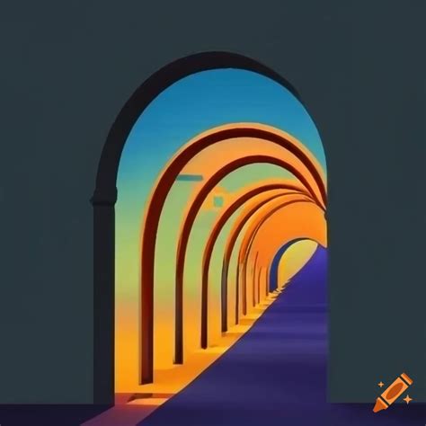 Abstract art with geometric arches