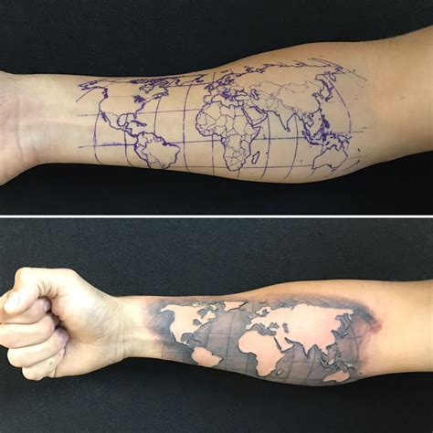 World Map Tattoo Arm