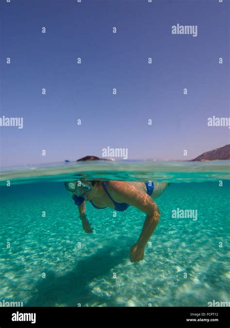 Snorkeling in the Mediterranean at the Blue Lagoon, Cyprus Stock Photo ...