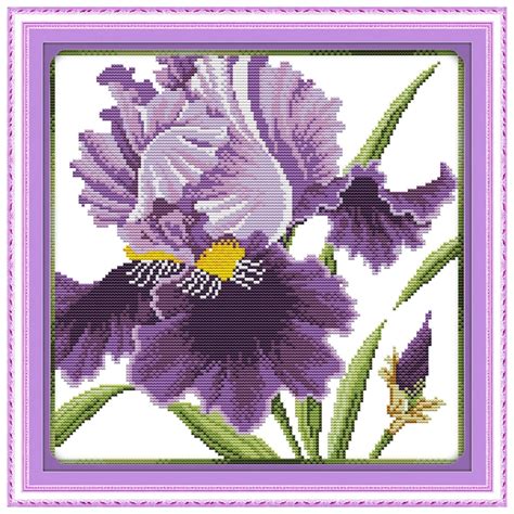 Purple Blossoms Flower Counted Cross Stitch wholesale Cross Stitch 11CT 14CT Cross Stitch Kit ...