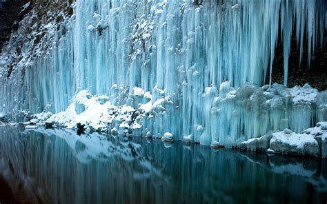 Fond d'écran : cascade, eau, réflexion, neige, hiver, la glace, du ...