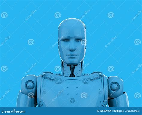 Single color blue ai robot stock illustration. Illustration of ...