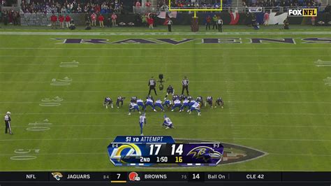 Los Angeles Rams kicker Lucas Havrisik drills 51-yard FG late in first half vs. Baltimore Ravens