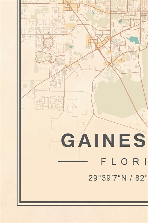 Gainesville Map Gainesville Florida Map Vintage Gainesville | Etsy