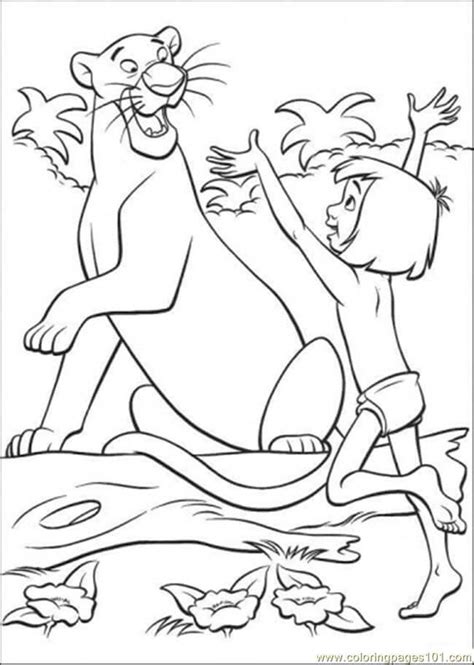 Bagheera Durmiendo y Escalada Mowgli para colorear, imprimir e dibujar –ColoringOnly.Com