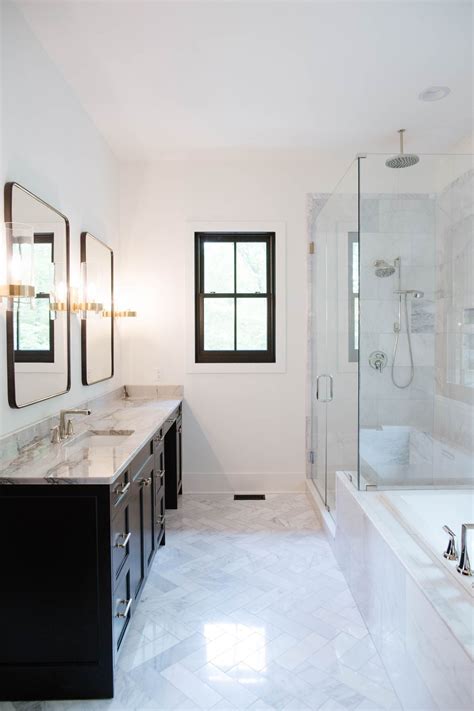 White Marble Bathroom Black Floor