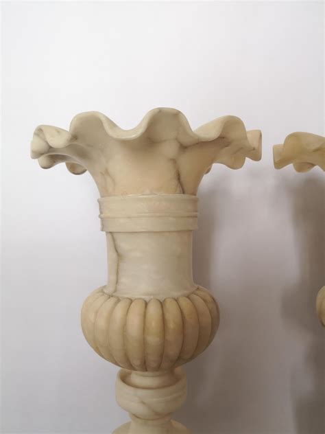 Pair of 19th Century French Alabaster Vases For Sale at 1stDibs