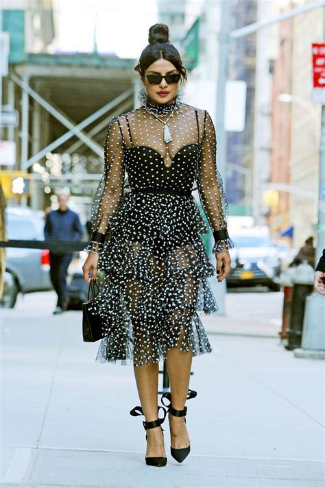 Priyanka Chopra in Polka Dot Dress in New York 03/19/2019 • CelebMafia