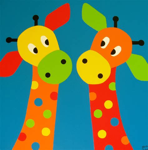 SAMEN. Giraffenkopjes met blauwe achtergrond. In iedere kleur te kiezen ...