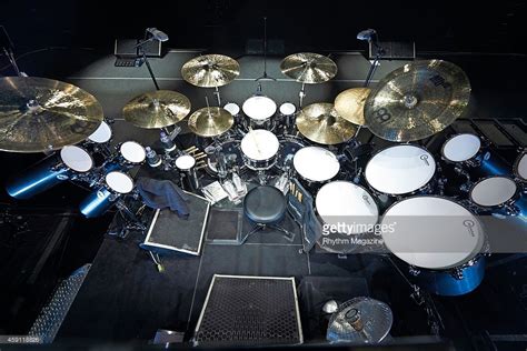 A custom Drum Workshop drum kit belonging to American musician Tommy Clufetos photographed ...