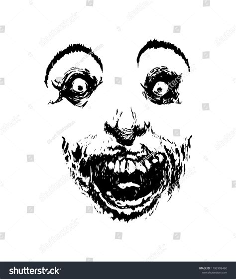 Horror Face Illustration Scary Face Stock Vector (Royalty Free ...