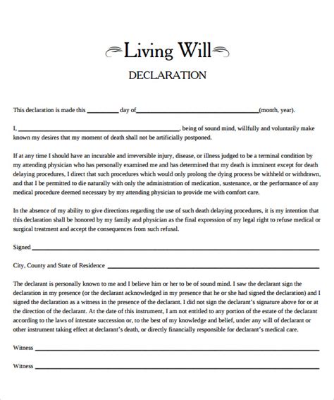 Living Will Template – 7+ Free Samples , Examples & Format