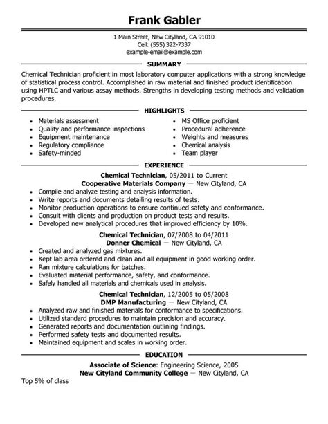 Professional Chemical Technician Resume Examples