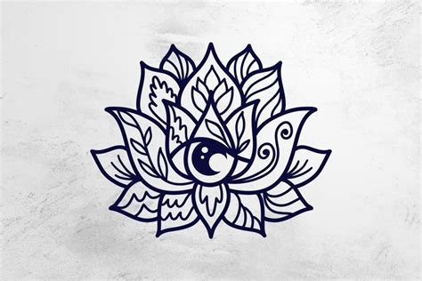 Lotus FLower With Third Eye Svg Cut File.