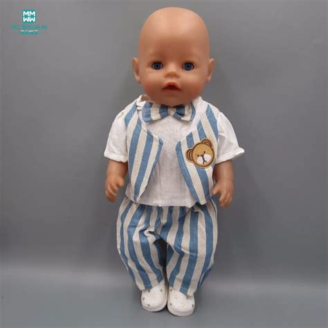 Baby Born Doll Clothes Striped casual suit fit 43cm Baby Born Zapf Doll Clothes and 43 46CM boy ...