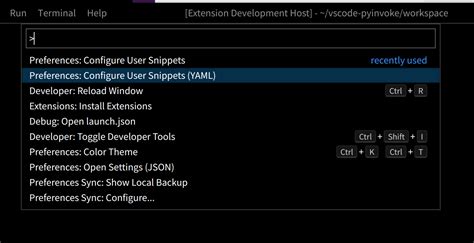 editing snippets with yaml - Visual Studio Marketplace