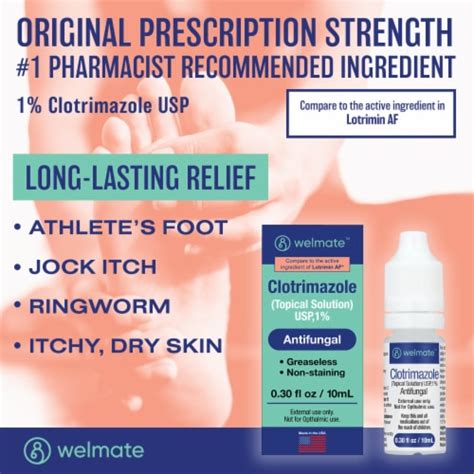 WELMATE Clotrimazole 1% Antifungal Topical Solution, 0.33 Fluid Ounce 1 ...