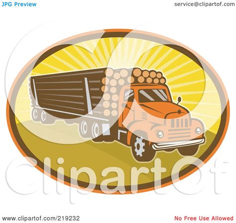 Royalty-Free (RF) Clipart Illustration of a Retro Logging Truck Logo by patrimonio #219232
