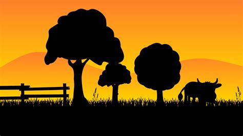 Silhouette of Farm at Sunset Clip Art Image - ClipSafari