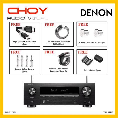 Denon AVR-X1700H 7.2Ch 8K Atmos Network AV Receiver + Free Gift, Audio ...