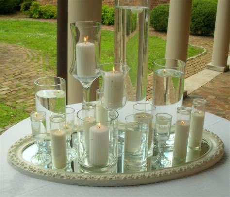 All White Candle Centerpiece | White candles centerpiece, Candle centerpieces, Mirror centerpiece