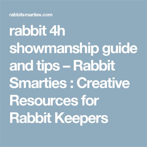 rabbit 4h showmanship guide and tips – Rabbit Smarties : Creative Resources for Rabbit Keepers ...