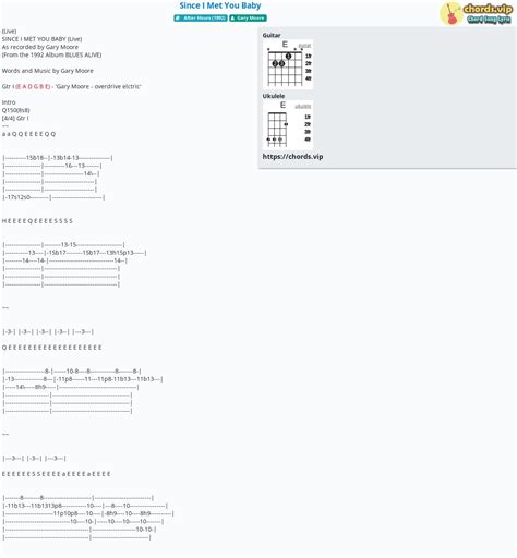 Chord: Since I Met You Baby - tab, song lyric, sheet, guitar, ukulele | chords.vip