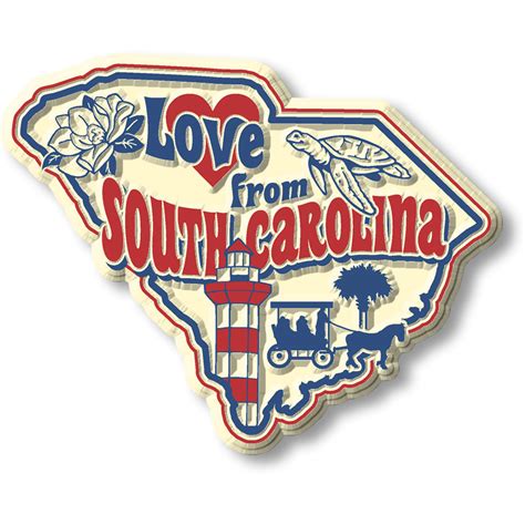 "Love from South Carolina" State Map Magnet - ClassicMagnets.com