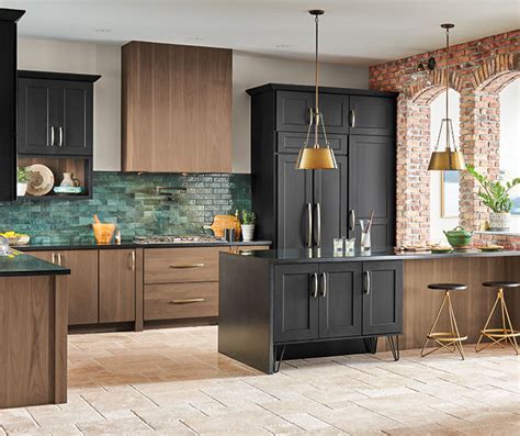 Transitional Walnut and Maple Kitchen Cabinets - Decora