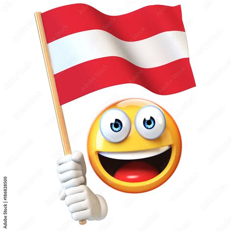 Emoji holding Austrian flag, emoticon waving national flag of Austria ...