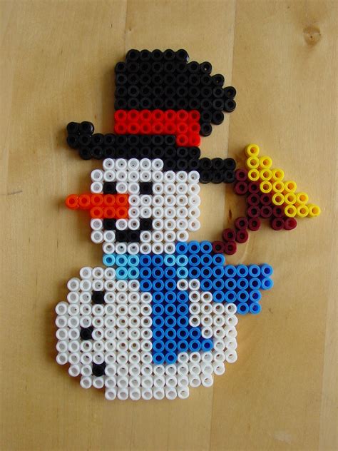 Snowman hama beads by Hester | Hama beads, Christmas perler beads, Pearler bead patterns