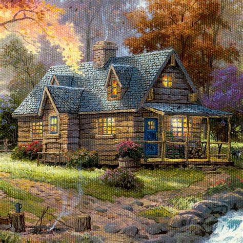 Gallery Editions Thomas Kinkade "Mountain Retreat" Illuminated Canvas Print