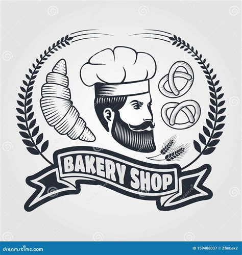 Bakery or Bread Shop Logo, Emblem with Chief and Croissant. Vector ...