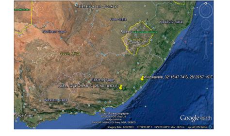 Map of South Africa showing location of Alice and Willowvale in the... | Download Scientific Diagram