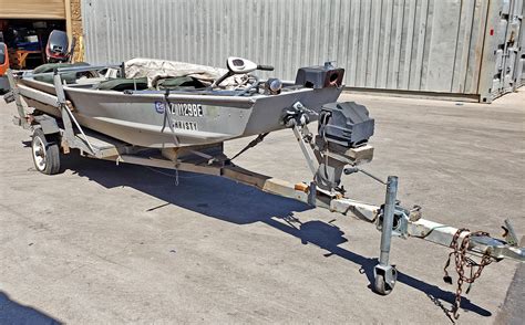 Lot - Fisher 1436 14ft Aluminum Jon Boat & Trailer