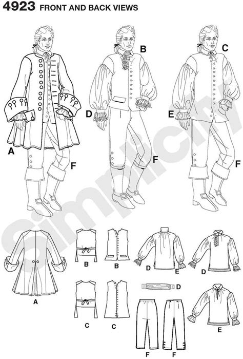 Simplicity 4923 Pirate Costume for Adult Men by Andrea Schewe, Sizes A ...