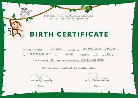 Awesome Dog Birth Certificate Template Editable – Thevanitydiaries