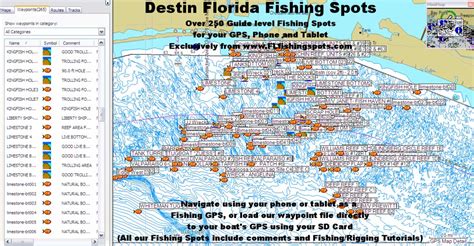 Destin Florida GPS Fishing Spots Map | Destin Offshore Fishing Spots