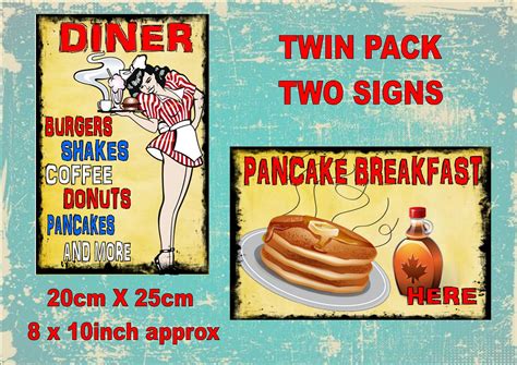 Vintage American Diner Signs Reproduction Modern Print to Look Retro ...